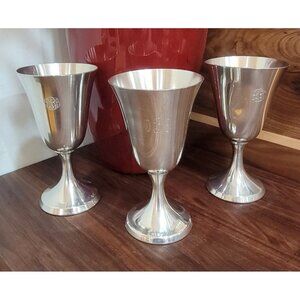 Vintage Stieff Pewter P105 Water Goblets, set of 3